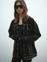 Kurtka bomberka z polaru AKEP z ćwiekami Magnific Boutique