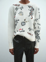 Sweter AKEP z okrągłym dekoltem i haftem Magnific Boutique