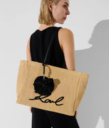 Torba plażowa z rafii z kwiatem Karl Lagerfeld Karl Lagerfeld