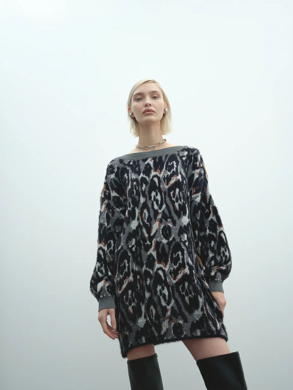 Sweter maxi maculato Akep